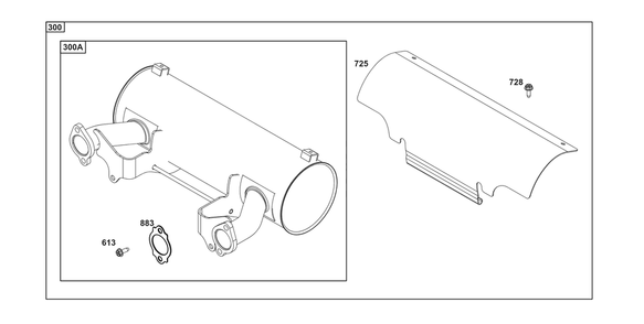 Exhaust Group Diagram and Parts List for 543477-3307-J1 400000 - 699999 Briggs and Stratton Engine